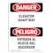 Signmission Safety Sign, OSHA Danger, 5" Height, Elevator Shaft Way Bilingual Spanish OS-DS-D-35-VS-1202 - alternate 1